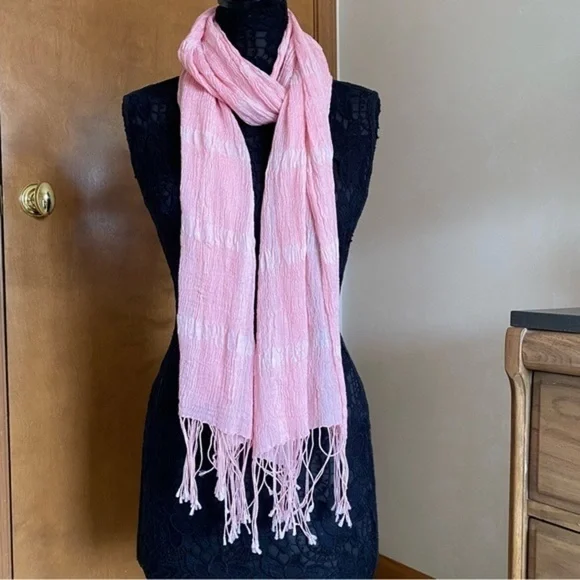 Vintage Christopher Fischer Luxury Designer Pastel Pink Silk Cashmere Sc…